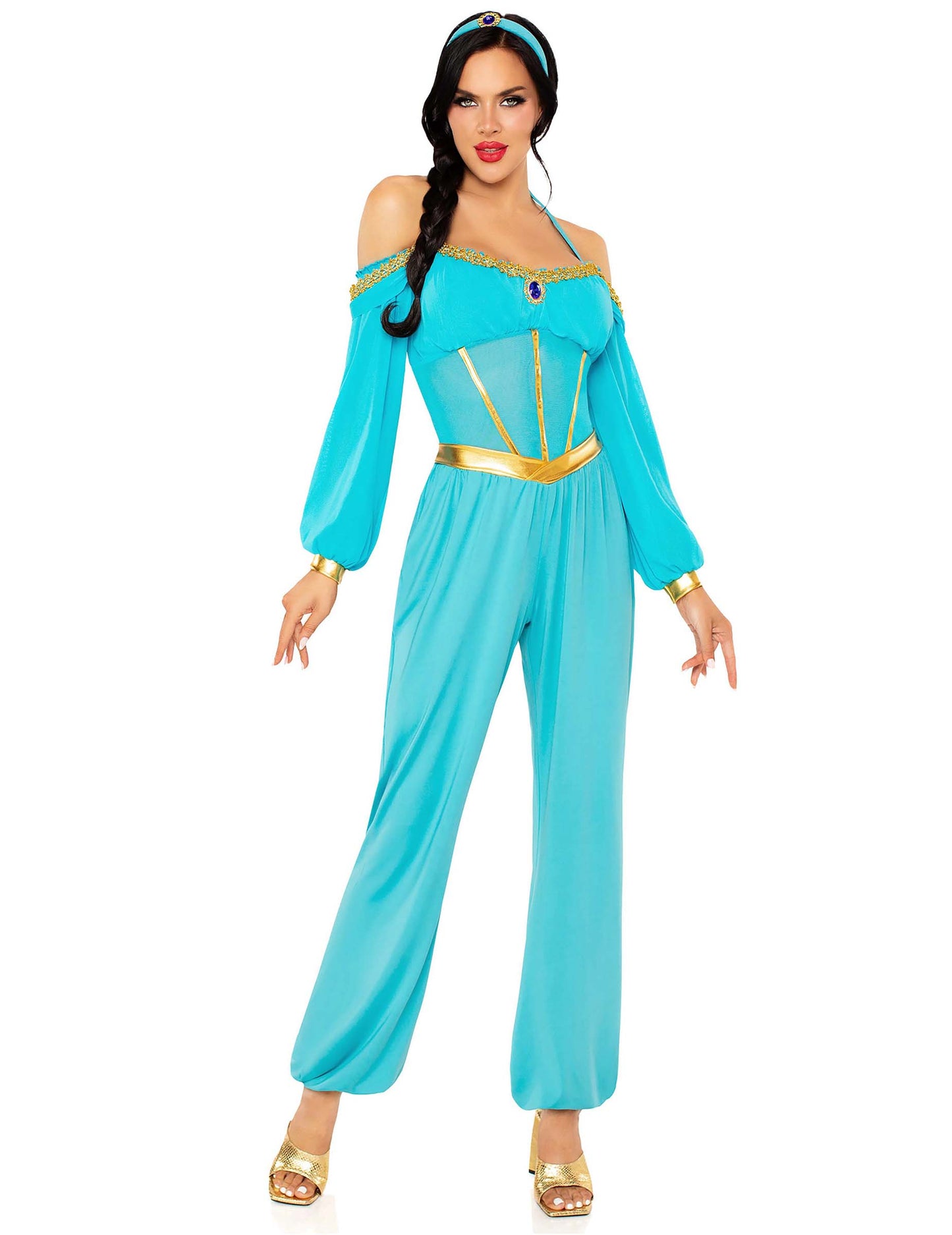 Dámský kostým orientální princezny v modré a zlaté barvě