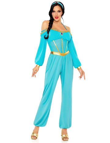 Dámský kostým orientální princezny v modré a zlaté barvě