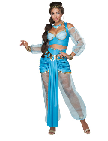 Orientalische Prinzessin Damenkostüm für Karneval türkis-goldfarben