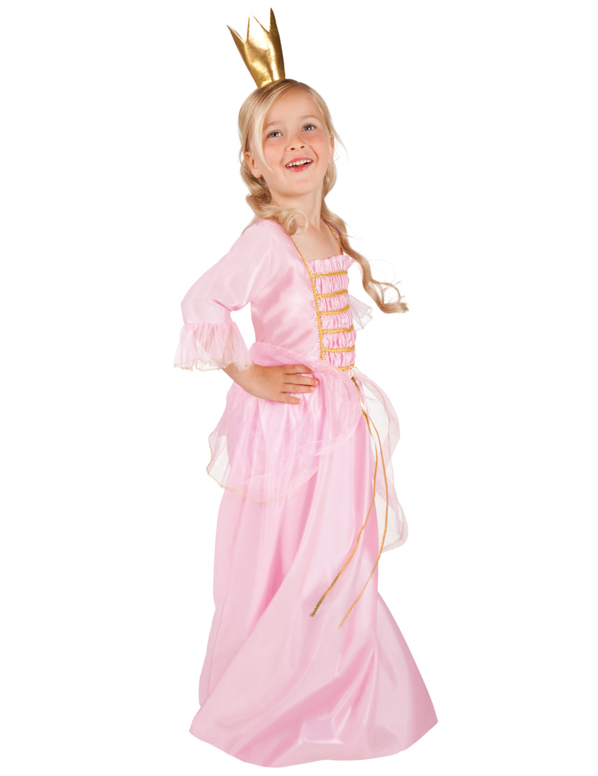 Déguisement de princesse pour fille rose et doré avec couronne