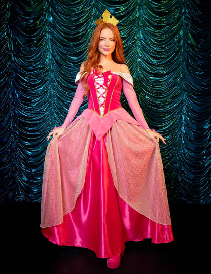Déguisement princesse rose luxe femme