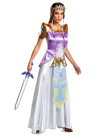 Hübsches Zelda™-Prinzessinnen-Kostüm für Fasching violett-weiss-gold