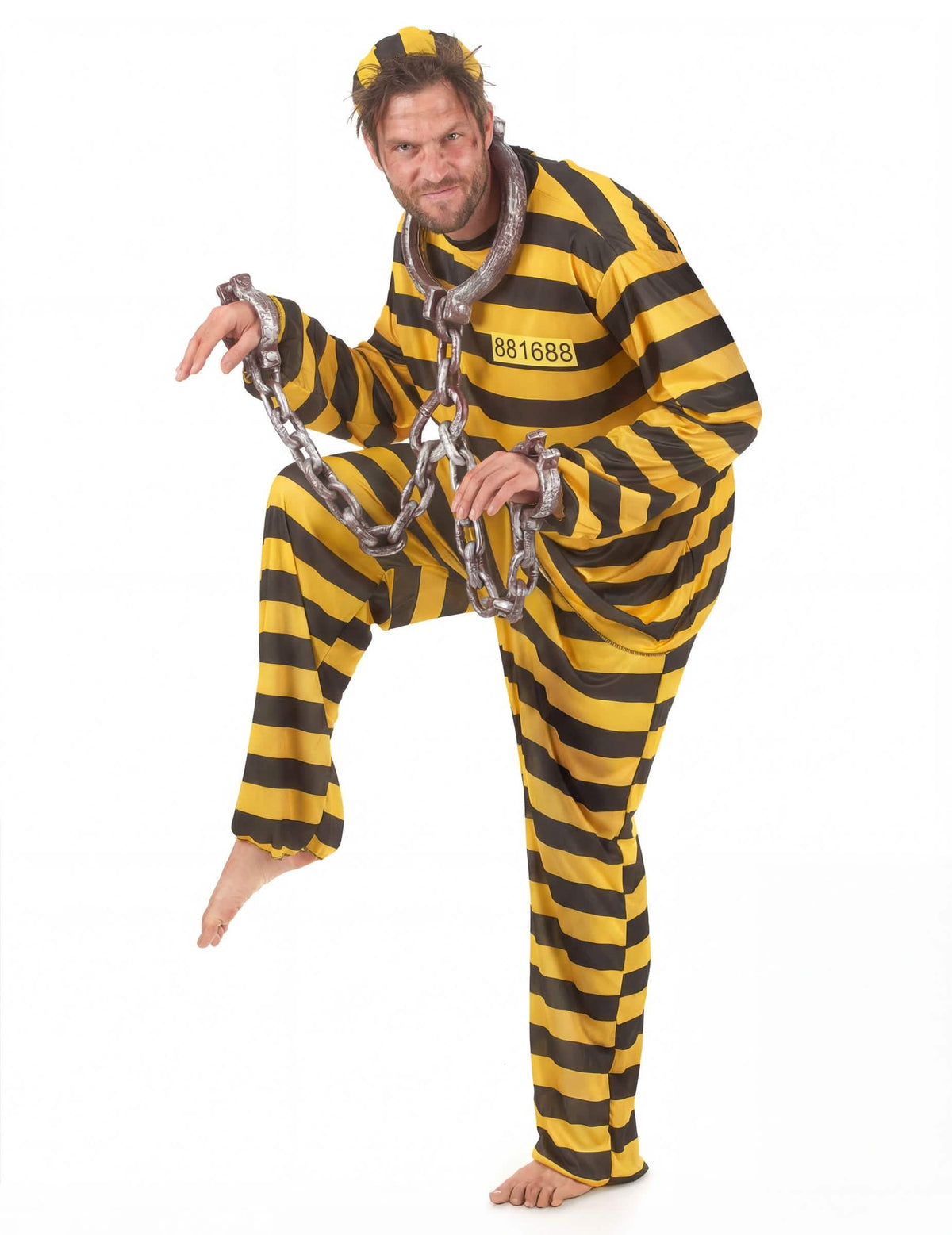 Boční pohled na kostým vězně pro dospělého
