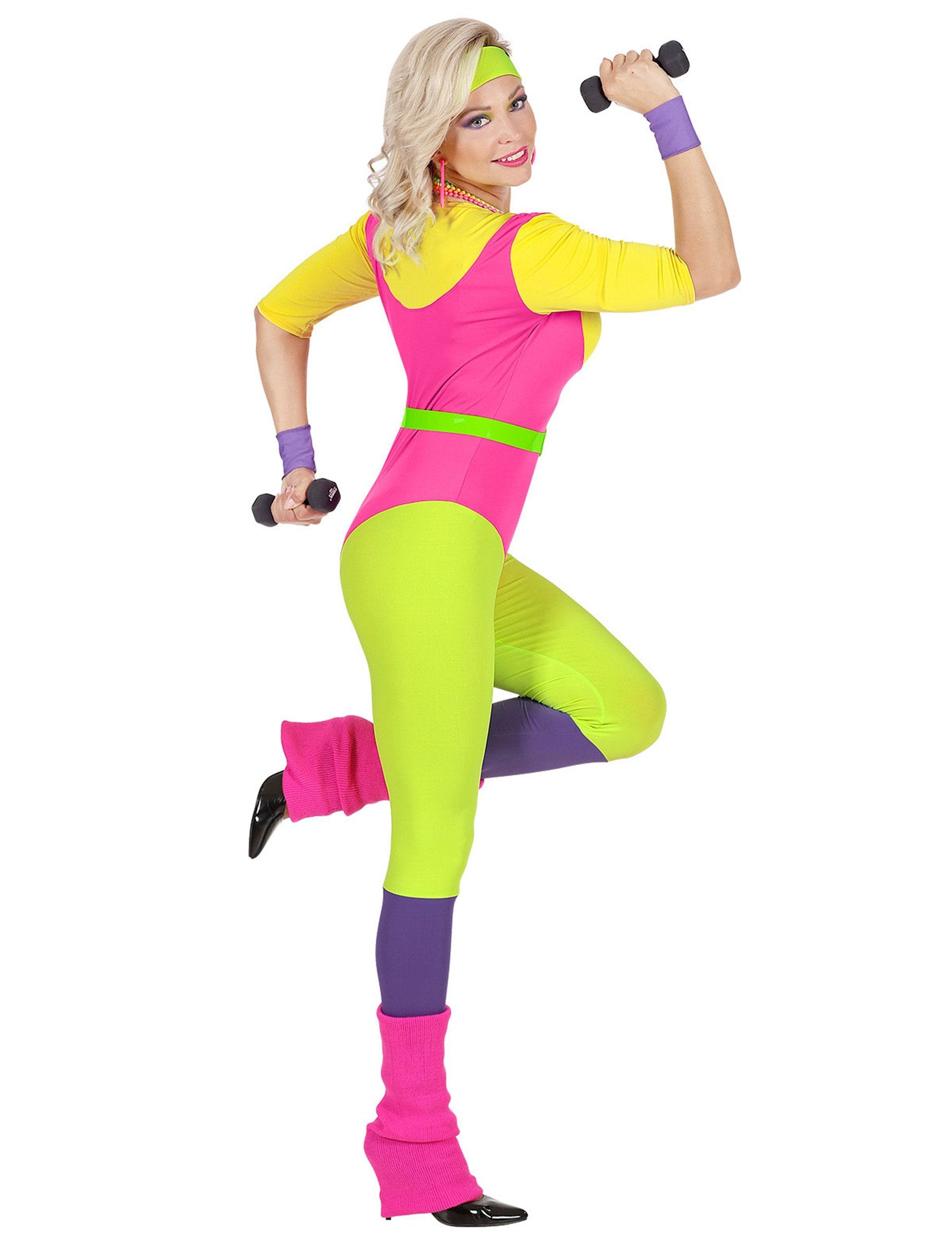 Vue de profil du déguisement de prof aérobique années 80 pour femme