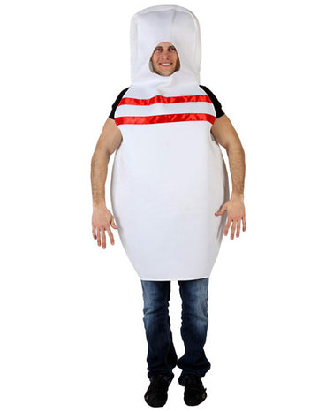 Déguisement de quille pour adulte blanc avec bandes rouges