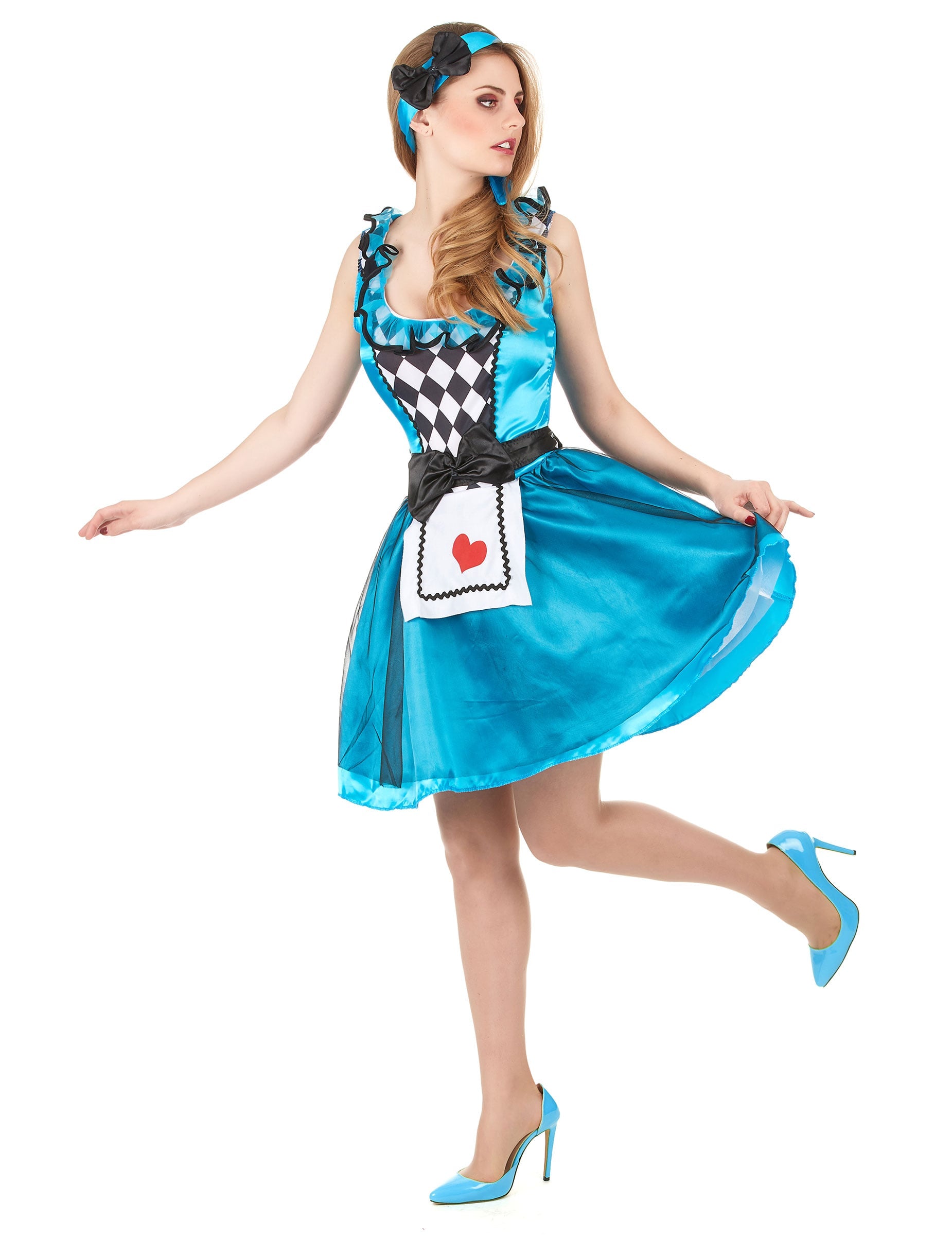 Vue de profil du déguisement Alice au pays imaginaire