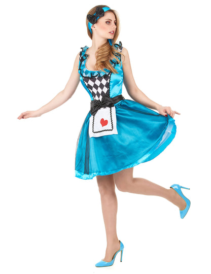 Vue de profil du déguisement Alice au pays imaginaire