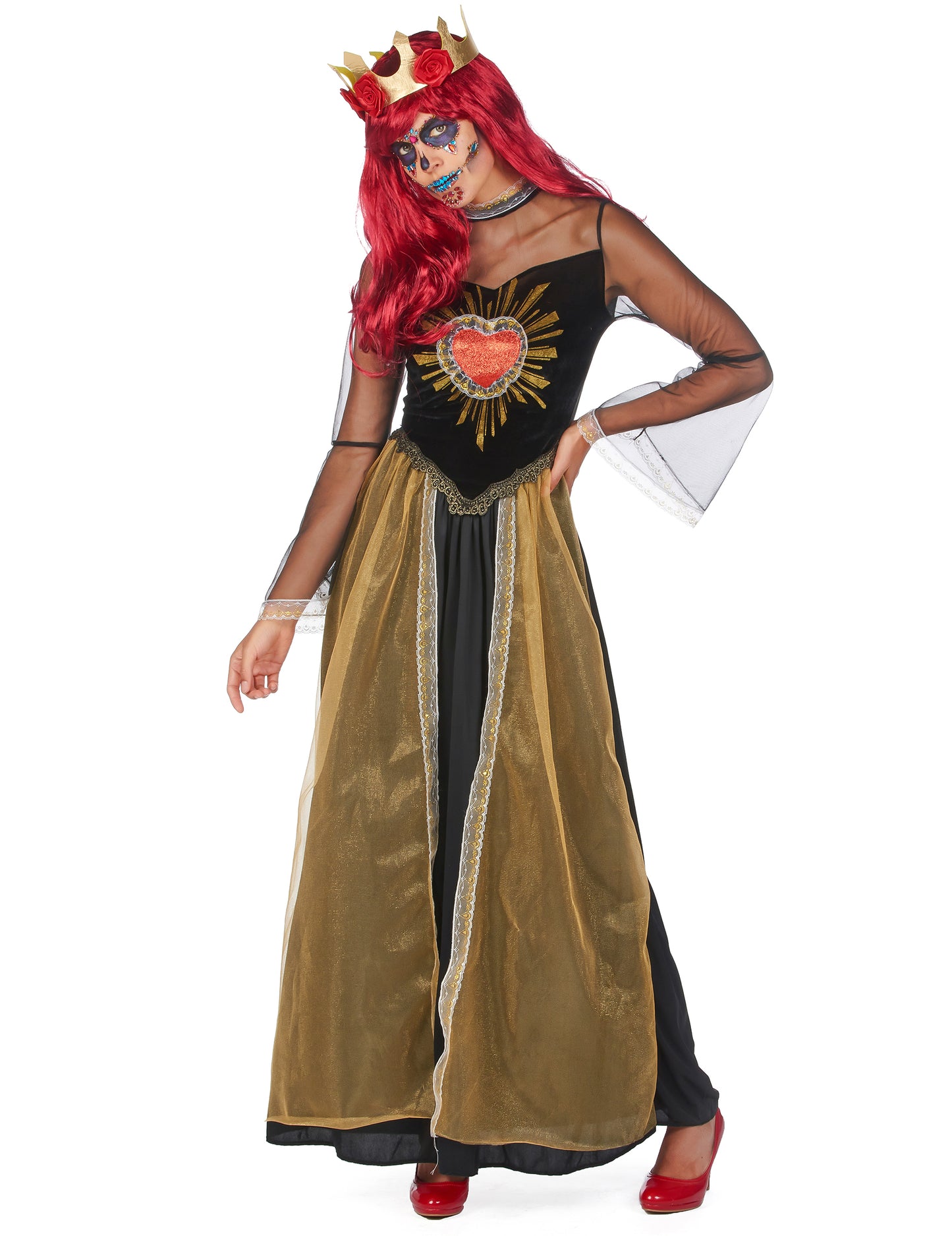 Vue d'ensemble du déguisement reine du Dia de los muertos pour femme