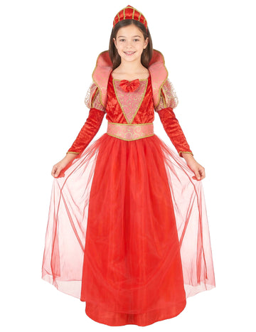 Dívčí kostým středověké královny s nafoukanými rukávy