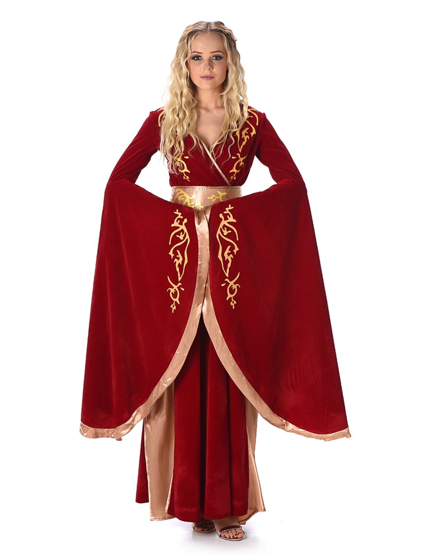 Kostým středověké královny pro ženy, červený a zlatý