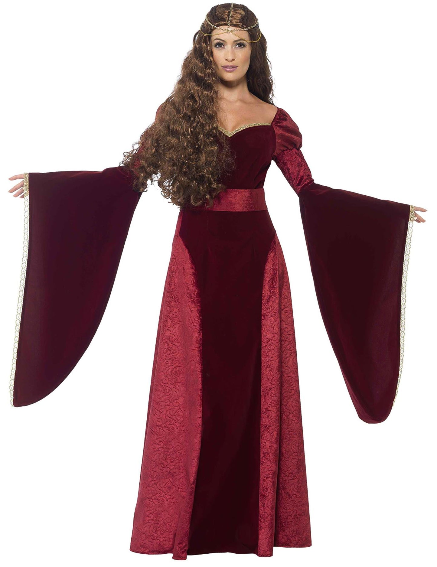 Pohled zepředu na středověký královský kostým