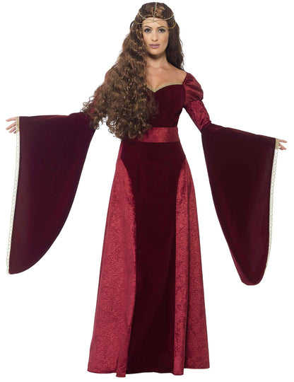 Pohled zepředu na středověký královský kostým