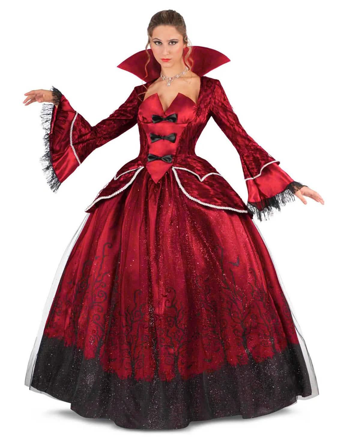 Déguisement reine vampire luxe pour femme rouge et noir