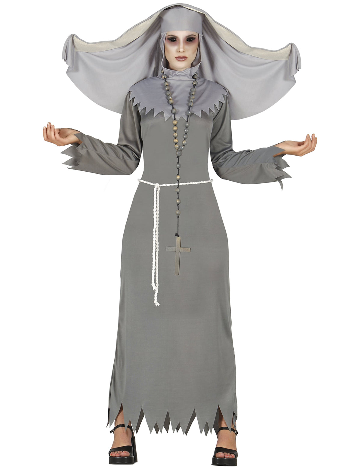 Déguisement de religieuse possédée pour femme grise Halloween