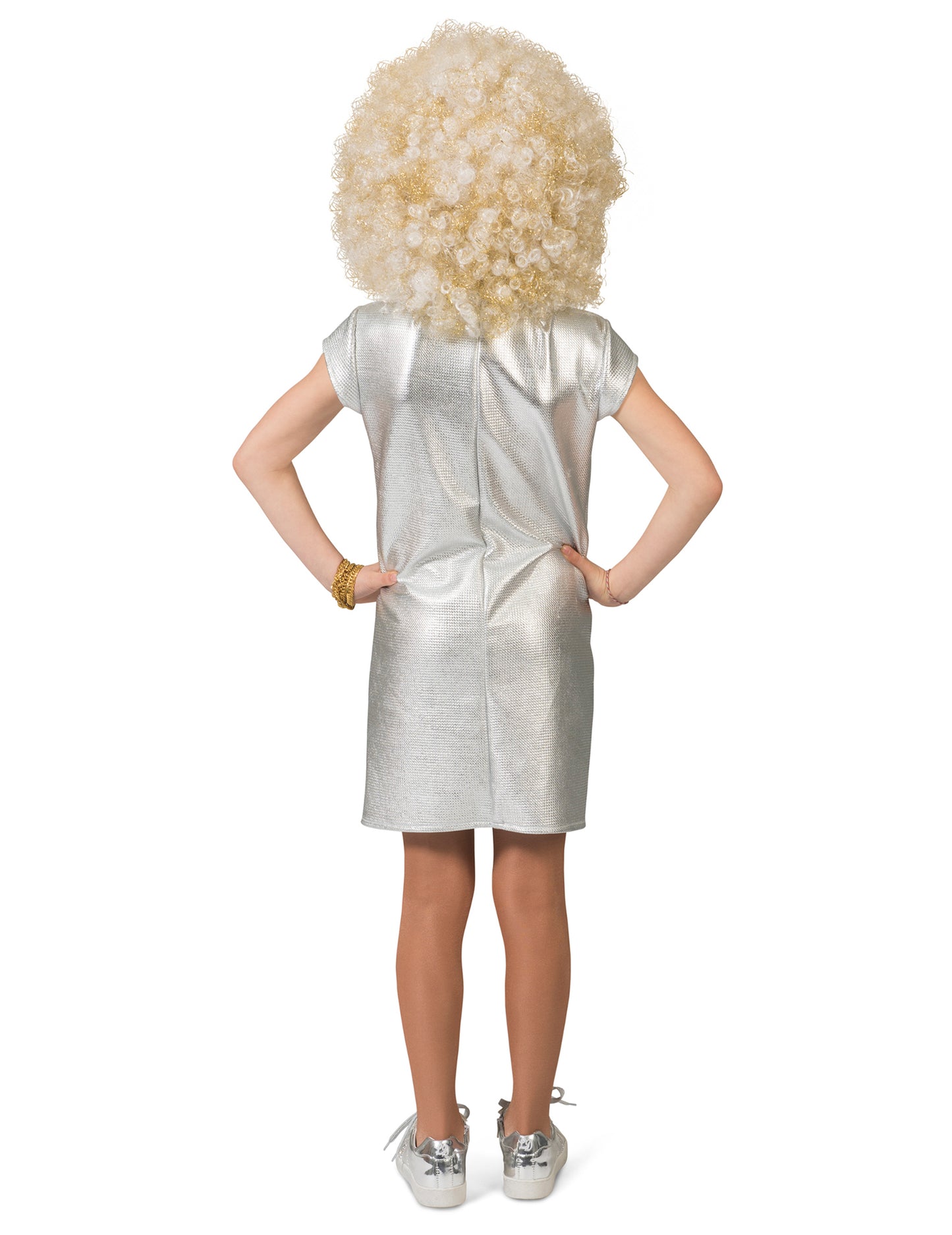 Dívčí kostým stříbrných disko šatů