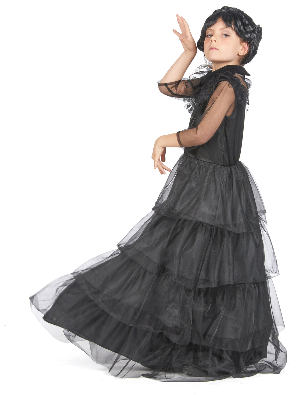 Vue latérale du déguisement robe de bal gothique pour fille