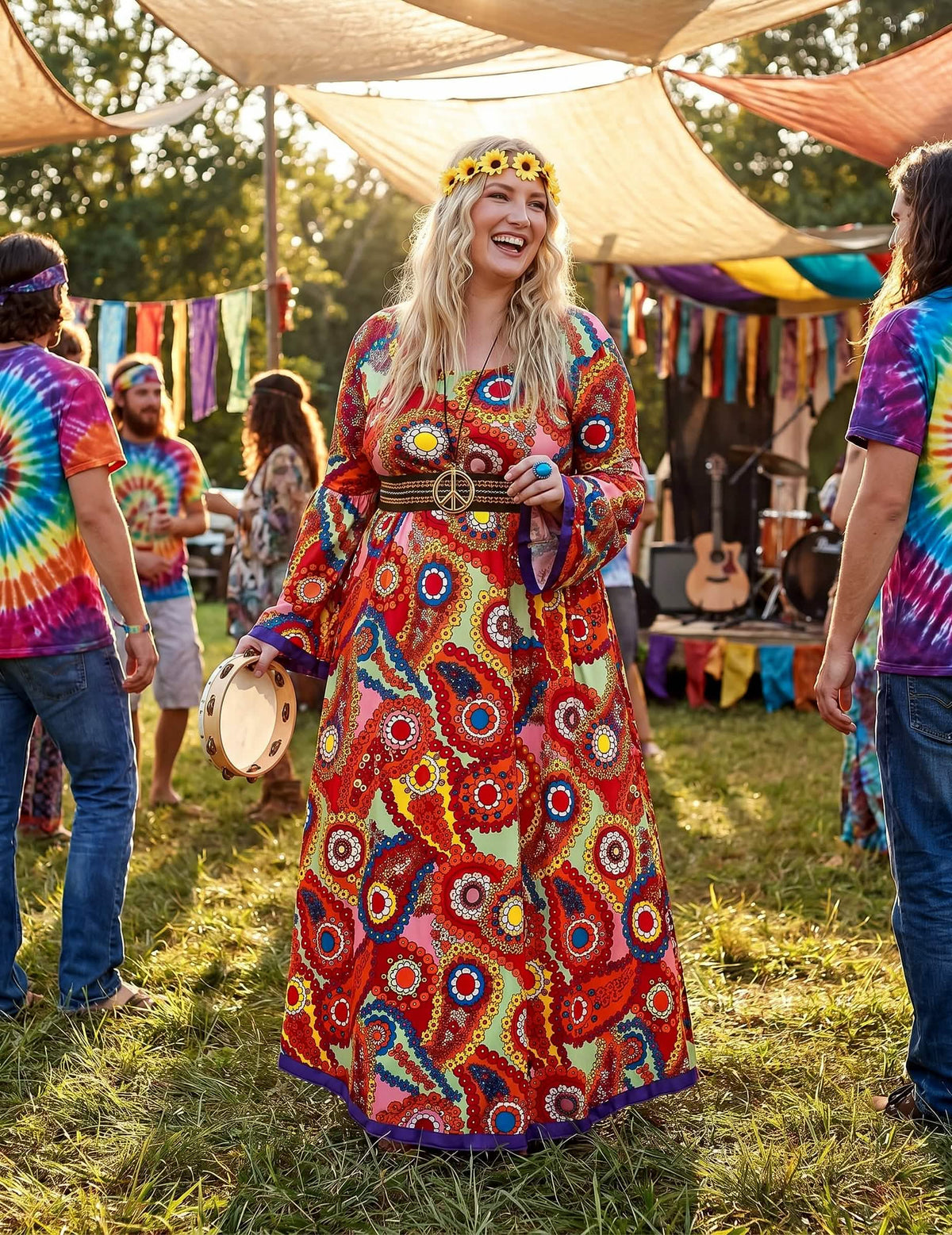 Dámský kostým hippie pro plnoštíhlé ženy