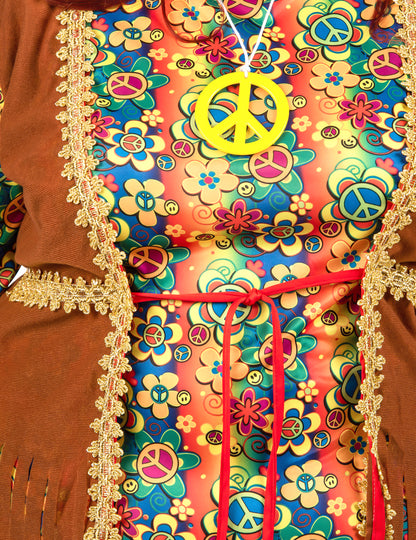 Dámský dlouhý hippie kostým s třásněmi pro větší velikosti
