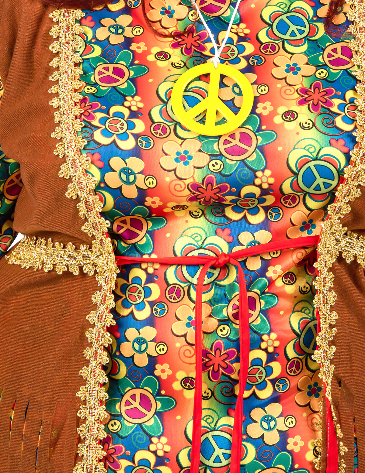 Dámský dlouhý hippie kostým s třásněmi pro větší velikosti