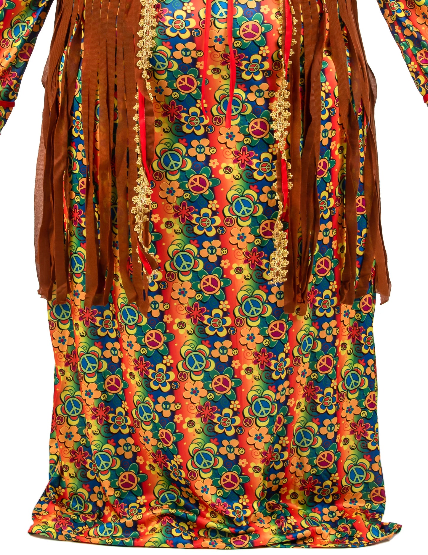 Déguisement robe longue hippie à franges grande taille femme