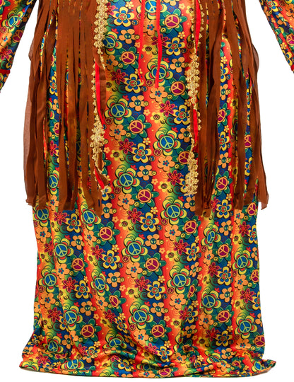 Déguisement robe longue hippie à franges grande taille femme