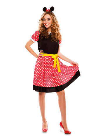 Maus-Kostüm Trickfilm-Verkleidung für Damen Fasching schwarz-rot