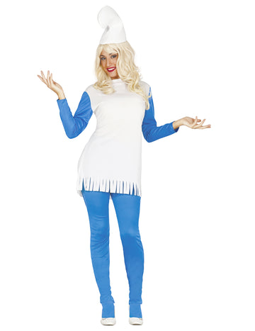 Süßer Zwerg Damen-Kostüm blau-weiß
