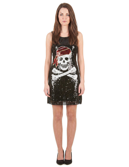 Piratenkostüm Paillettenkleid mit Totenkopf