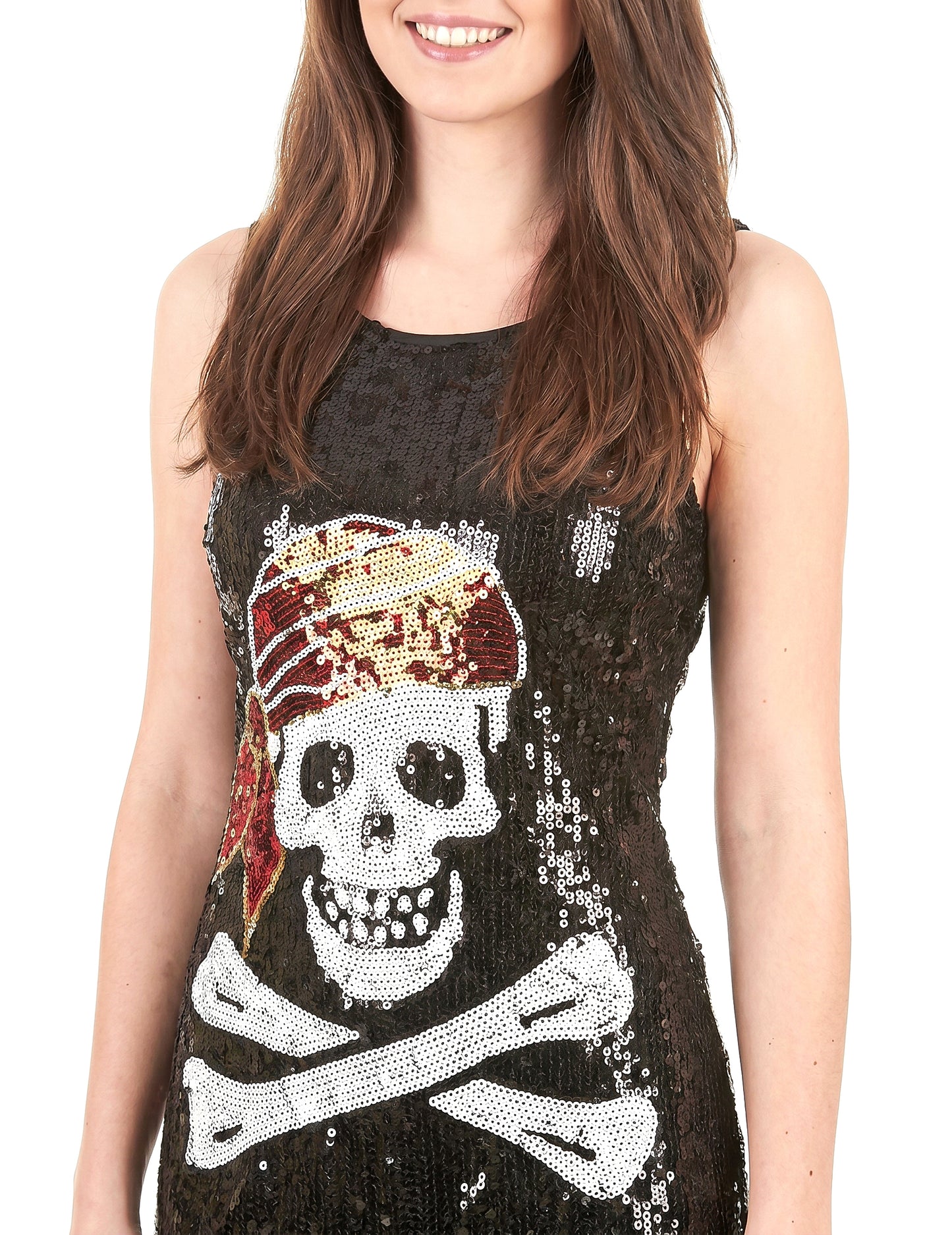 Piratenkostüm Paillettenkleid mit Totenkopf