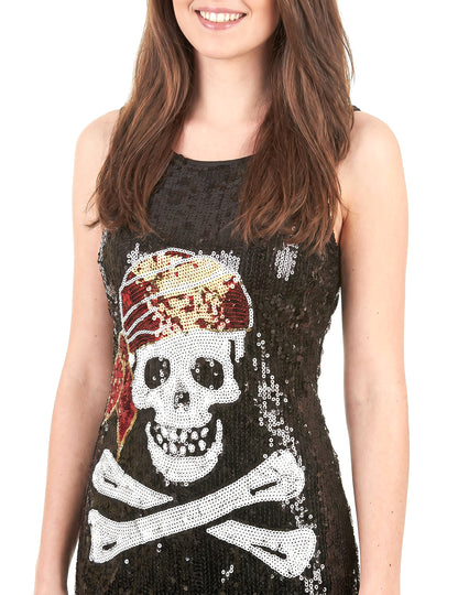 Piratenkostüm Paillettenkleid mit Totenkopf