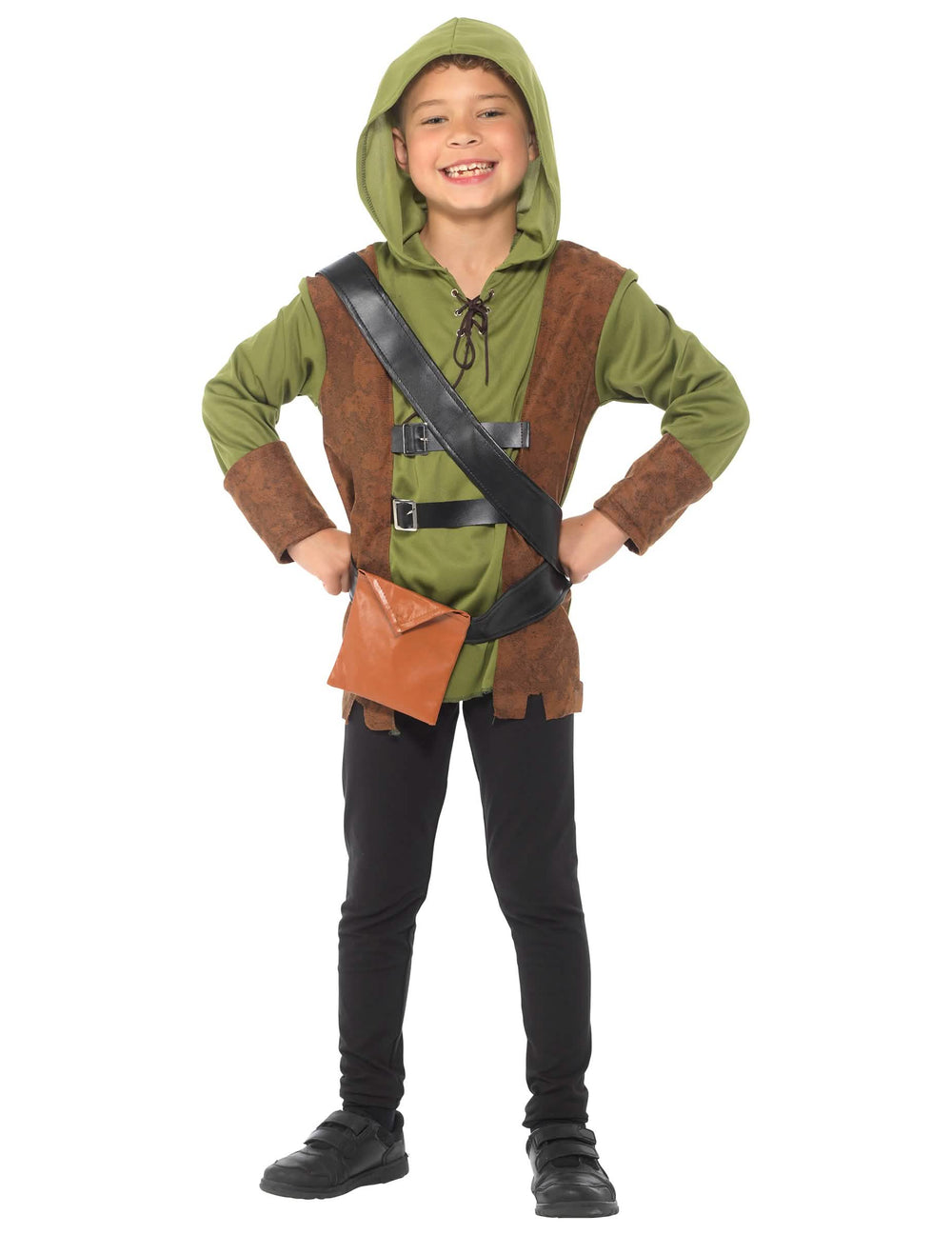 Pohled zepředu na kostým Robin Hood pro chlapce