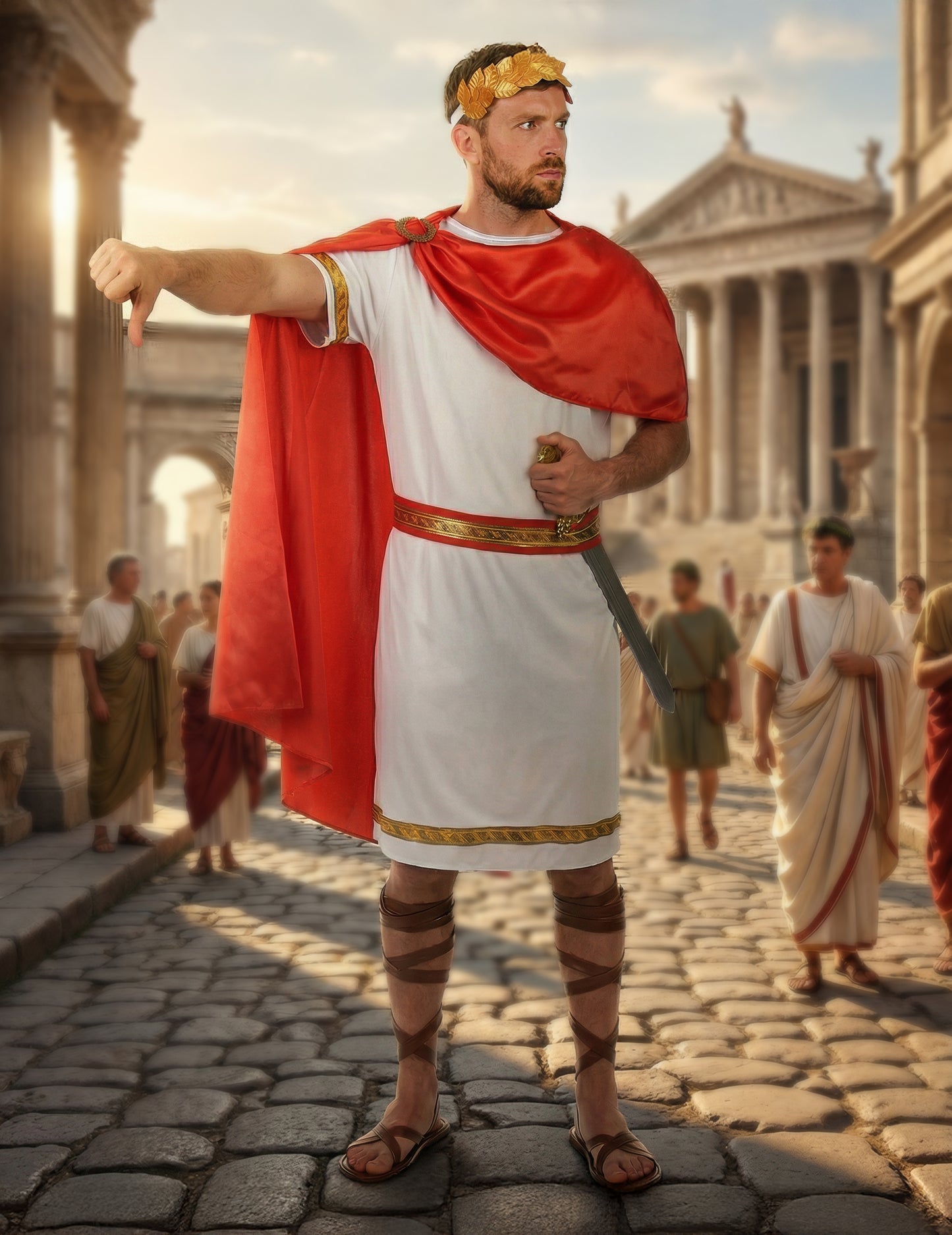 Cäsaren-Kostüm für Herren weiss-rot-goldfarben