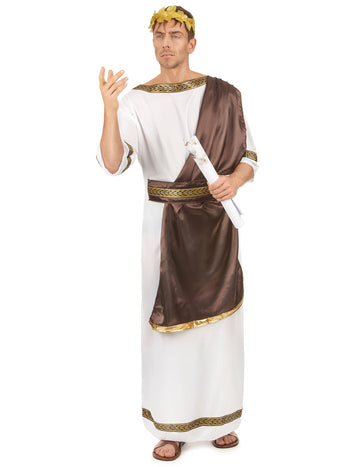 Römisches-Adelskostüm für Herren braun-weiss-goldfarben