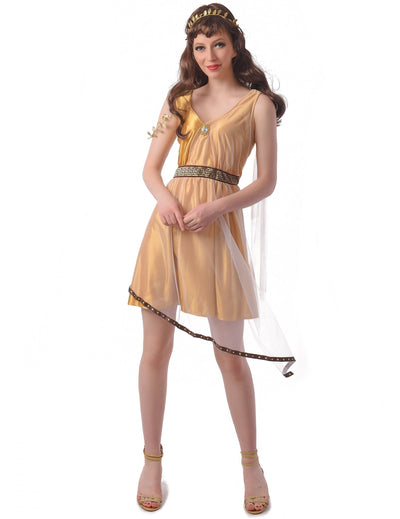 Déguisement de romaine pour femme or avec couronne et ceinture