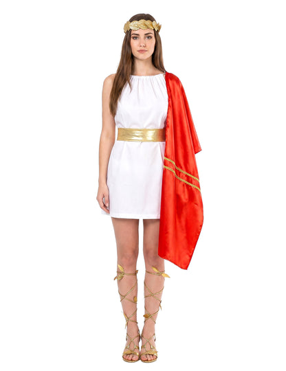 Römerin Kostüm für Damen rot-weiß-gold