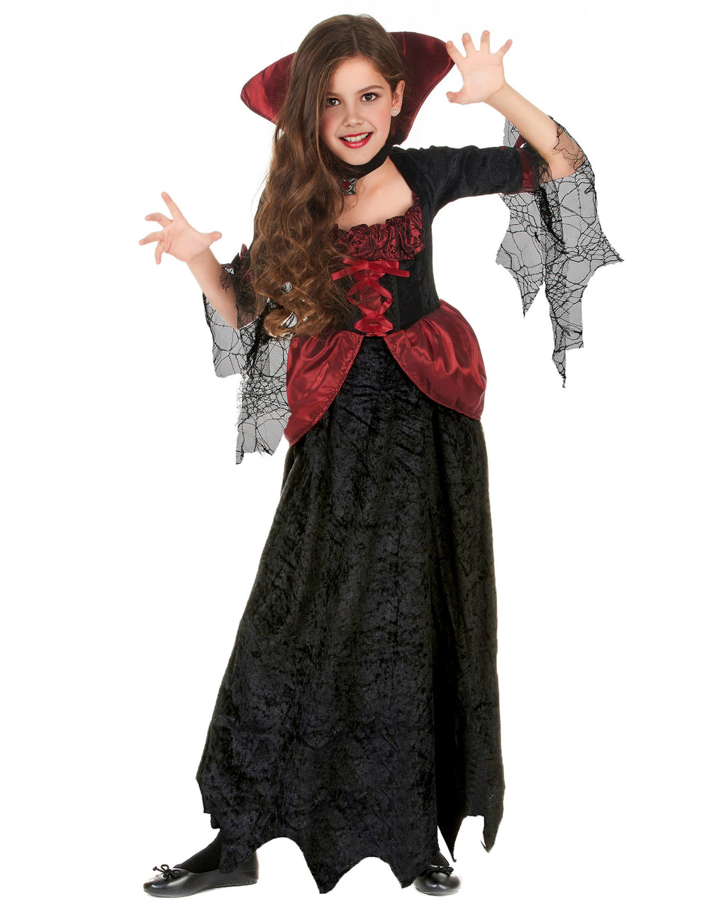 Déguisement de vampire pour fille rouge et noir