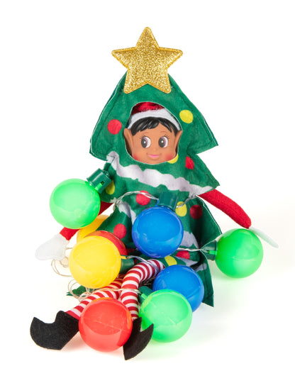 Kostým vánočního stromečku pro zlomyslnou panenku elfa