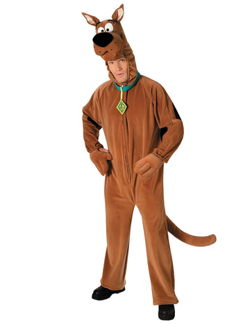 Déguisement Scooby-Doo pour adulte marron avec cagoule et collier