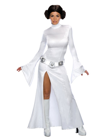 Sexy Leia Prinzessin Star Wars Kostüm für Frauen in Weiß mit silbernem Gürtel