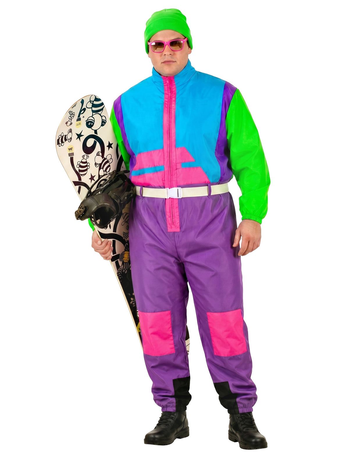 Velký dospělý kostým snowboardisty s fluorescenčním efektem