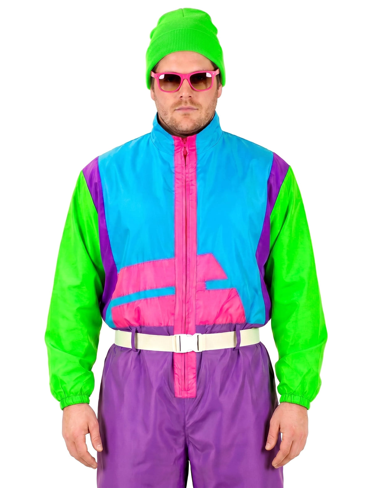 Velký dospělý kostým snowboardisty s fluorescenčním efektem