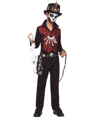 Voodoo-Kostüm für Kinder Halloween-Verkleidung schwarz-rot