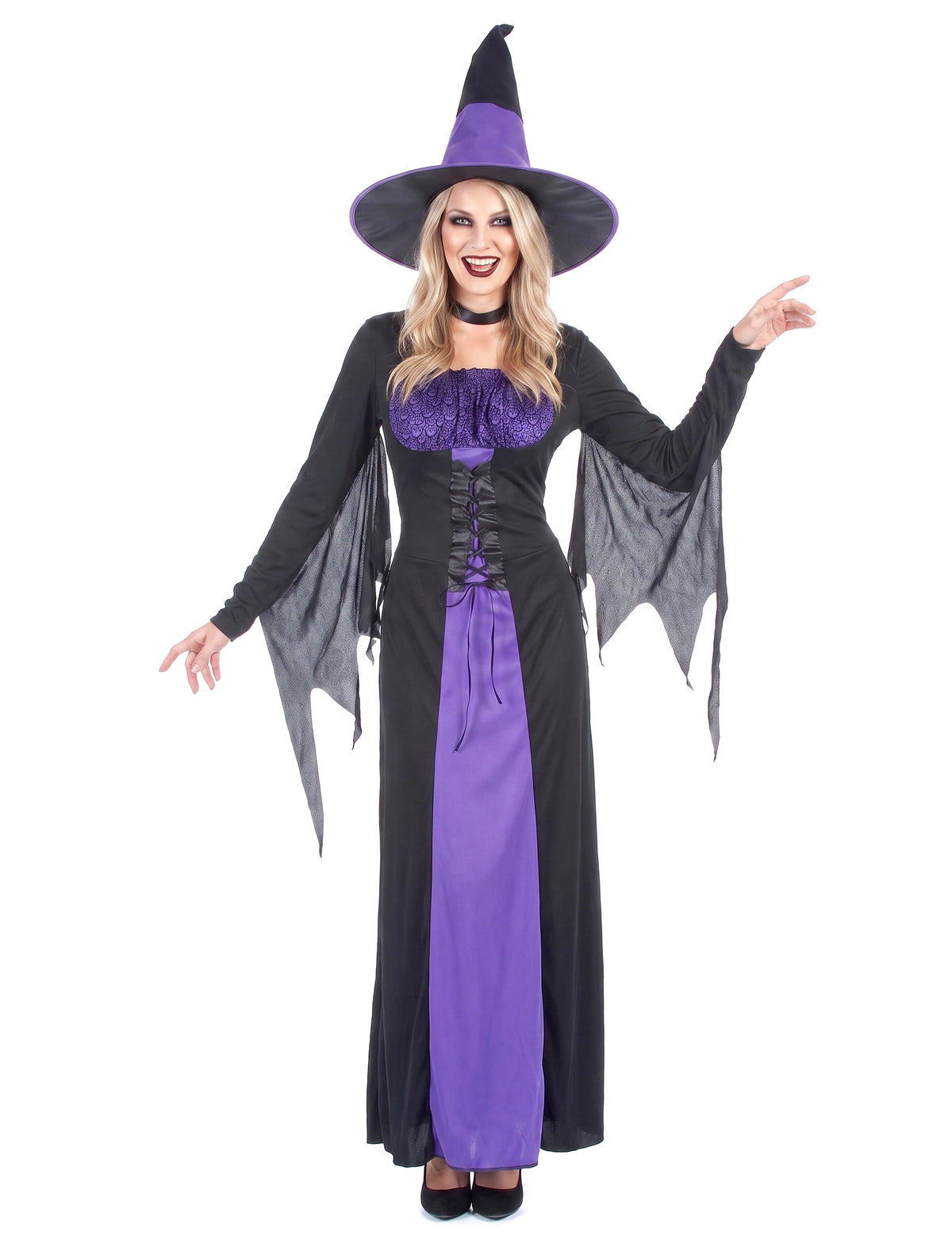 Dámský halloweenský kostým čarodějnice s živůtkem