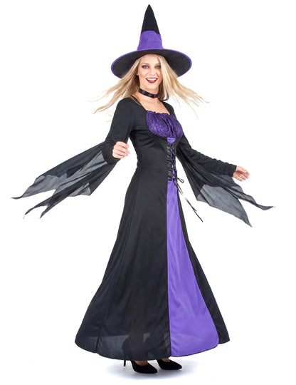 Dámský halloweenský kostým čarodějnice s živůtkem