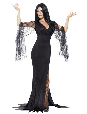 Dámský halloweenský kostým čarodějnice s černou krajkou