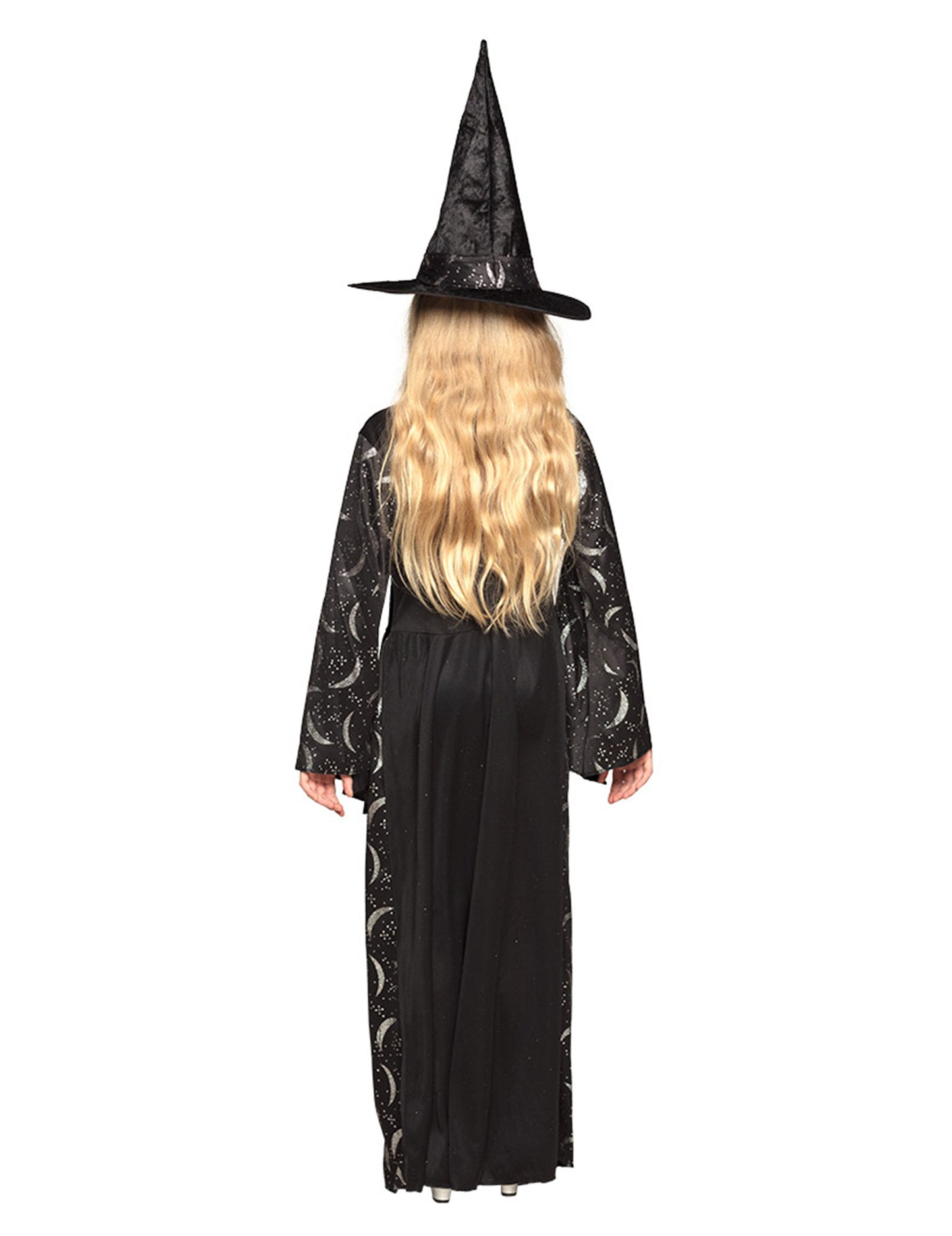 Pohled zezadu na dětský kostým půlměsíční čarodějnice