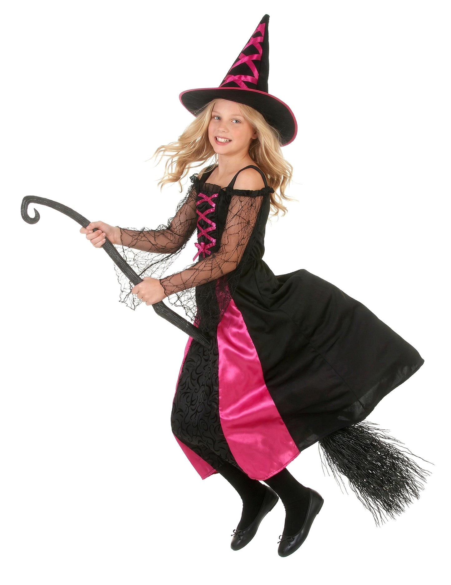 Halloweenský dívčí krajkový kostým čarodějnice