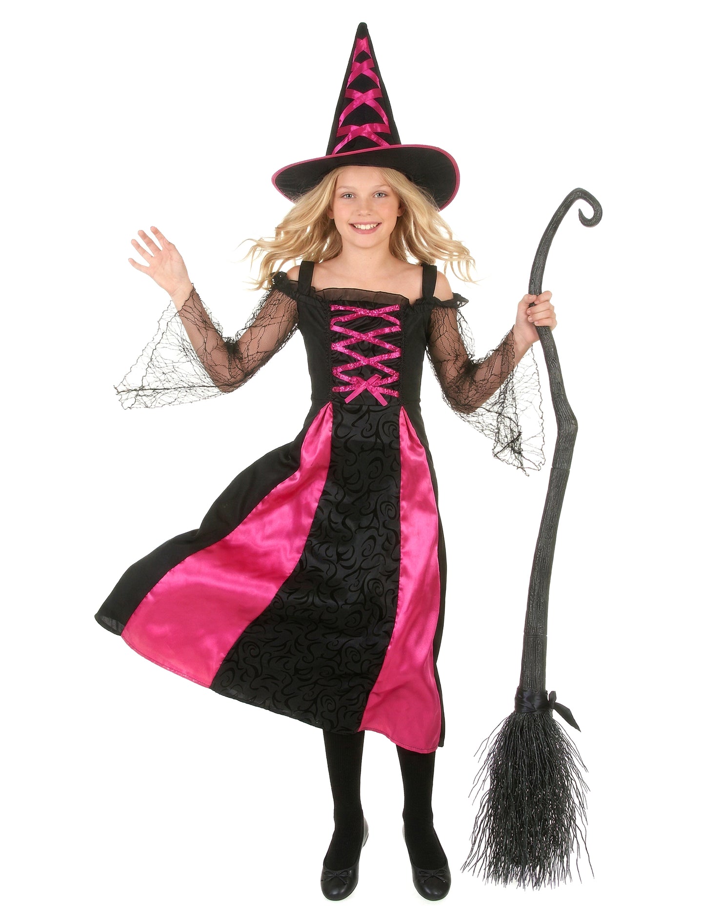 Halloweenský dívčí krajkový kostým čarodějnice