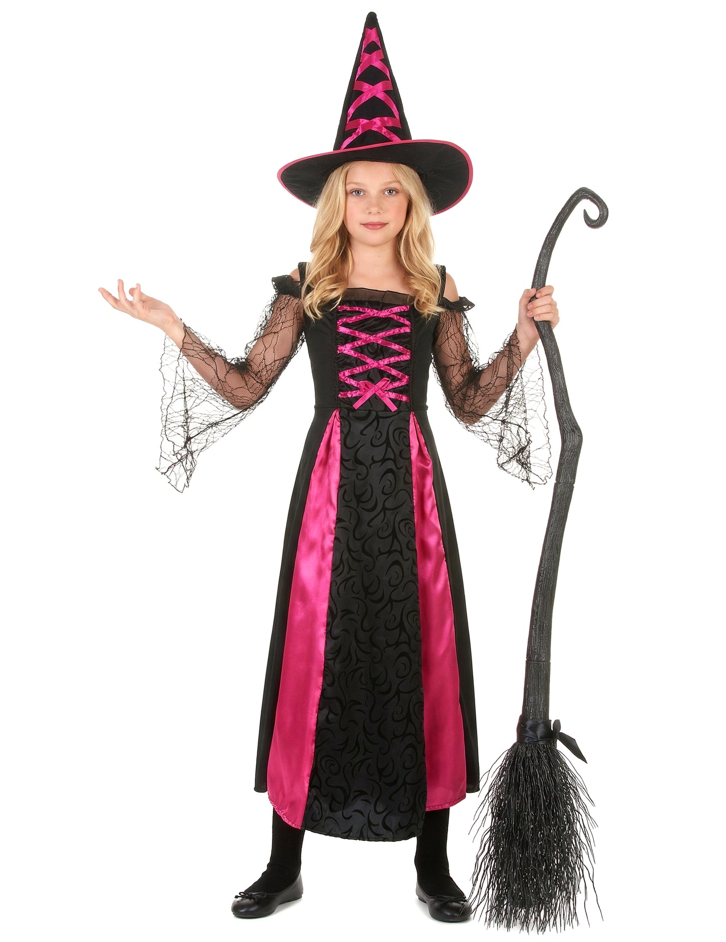 Halloweenský dívčí krajkový kostým čarodějnice