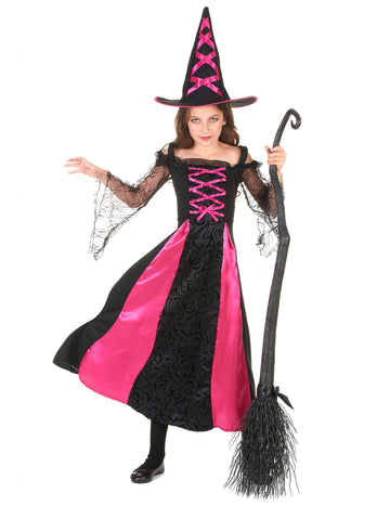 Halloweenský dívčí krajkový kostým čarodějnice
